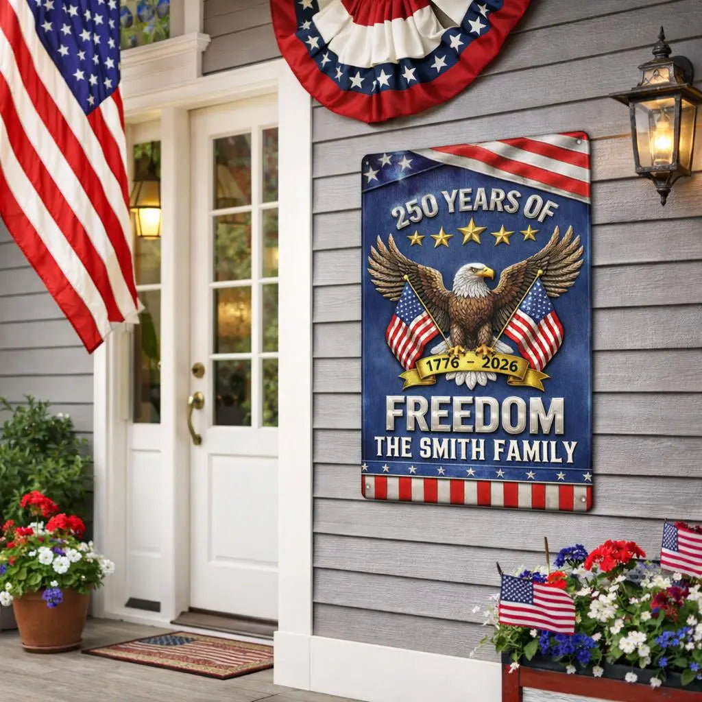 Personalized Family Name 250 Years Freedom Metal Sign - Duconspace