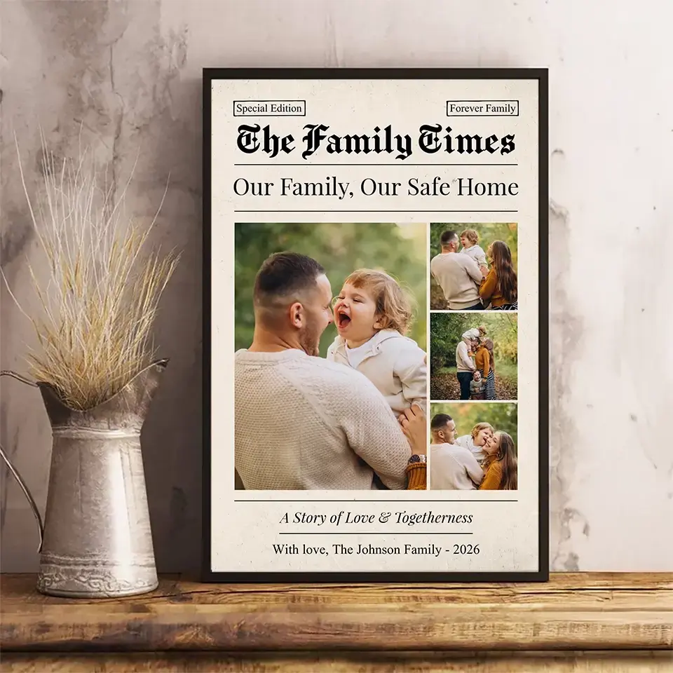Personalized Family Newspaper Poster - Meaningful Home Decor Gift Duconspace