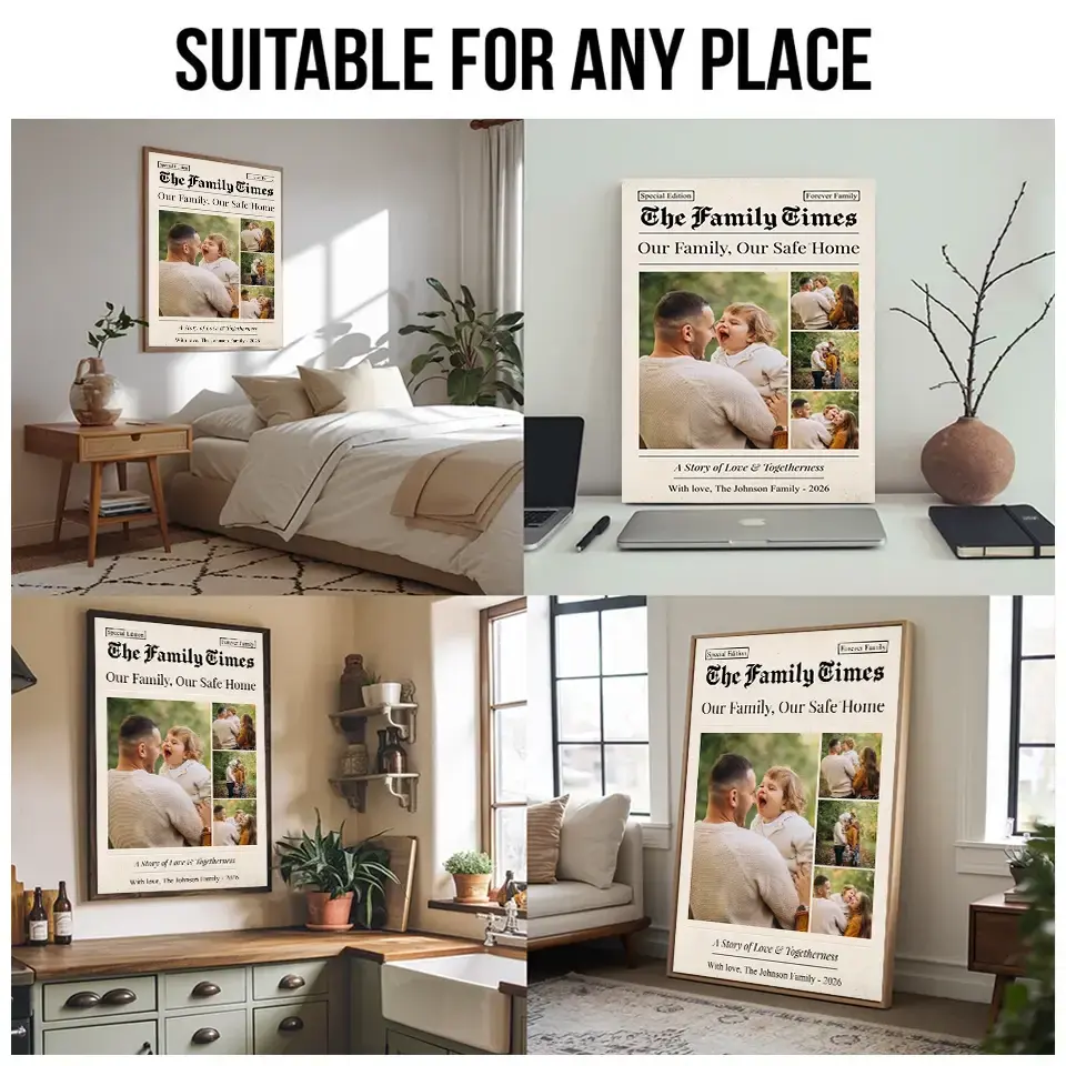 Personalized Family Newspaper Poster - Meaningful Home Decor Gift Duconspace