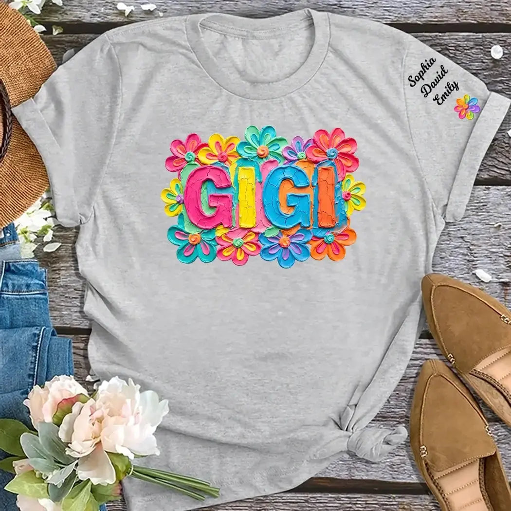 Personalized Gigi Shirt - Custom Kids Names Floral Gift Tee Duconspace