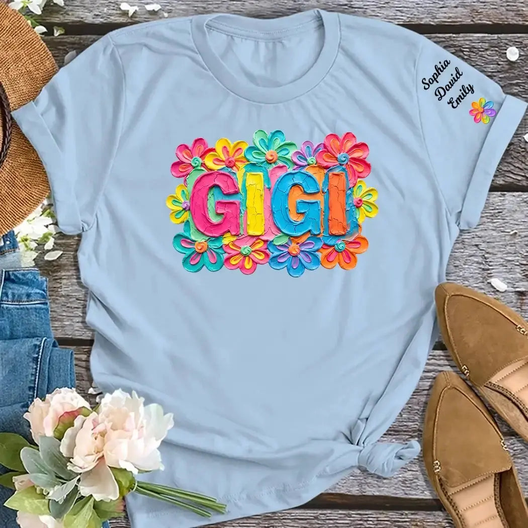 Personalized Gigi Shirt - Custom Kids Names Floral Gift Tee Duconspace