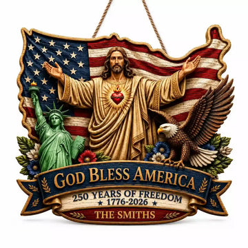 Personalized God Bless America Wood Sign Gifts USA Duconspace