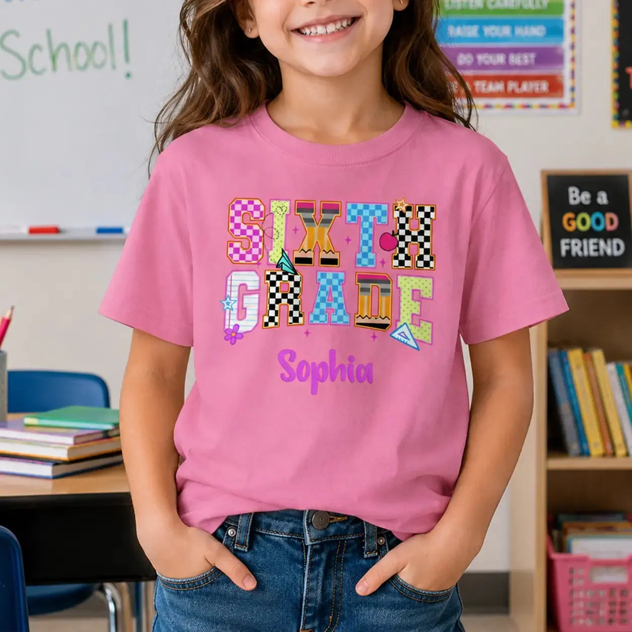 Personalized Grade Level Shirt for Kids, Back to School Tee