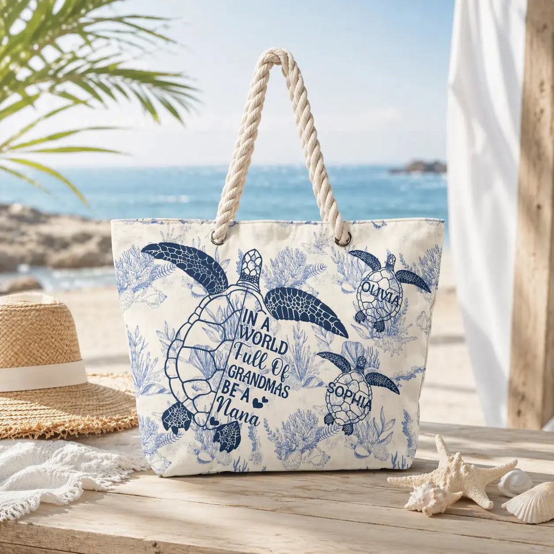 Personalized Grandma Turtle Beach Bag with Names Duconspace