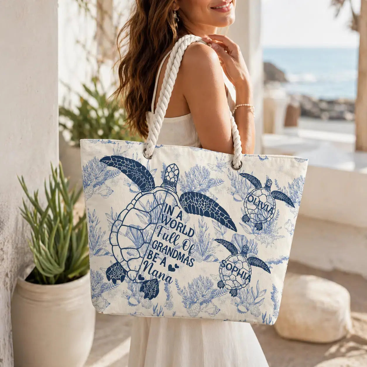 Personalized Grandma Turtle Beach Bag with Names Duconspace