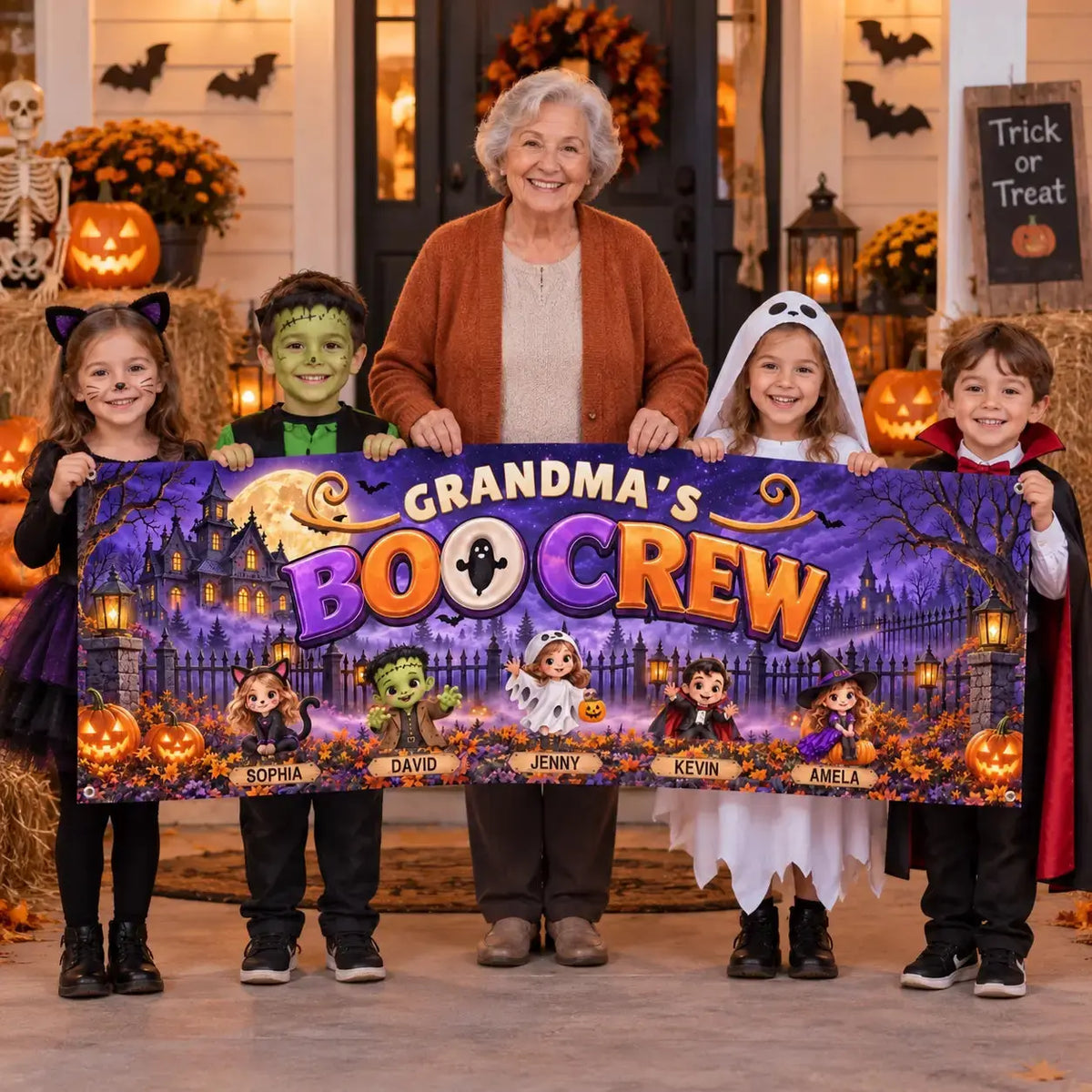 Personalized Grandma Witch Halloween Fabric Banner Duconspace