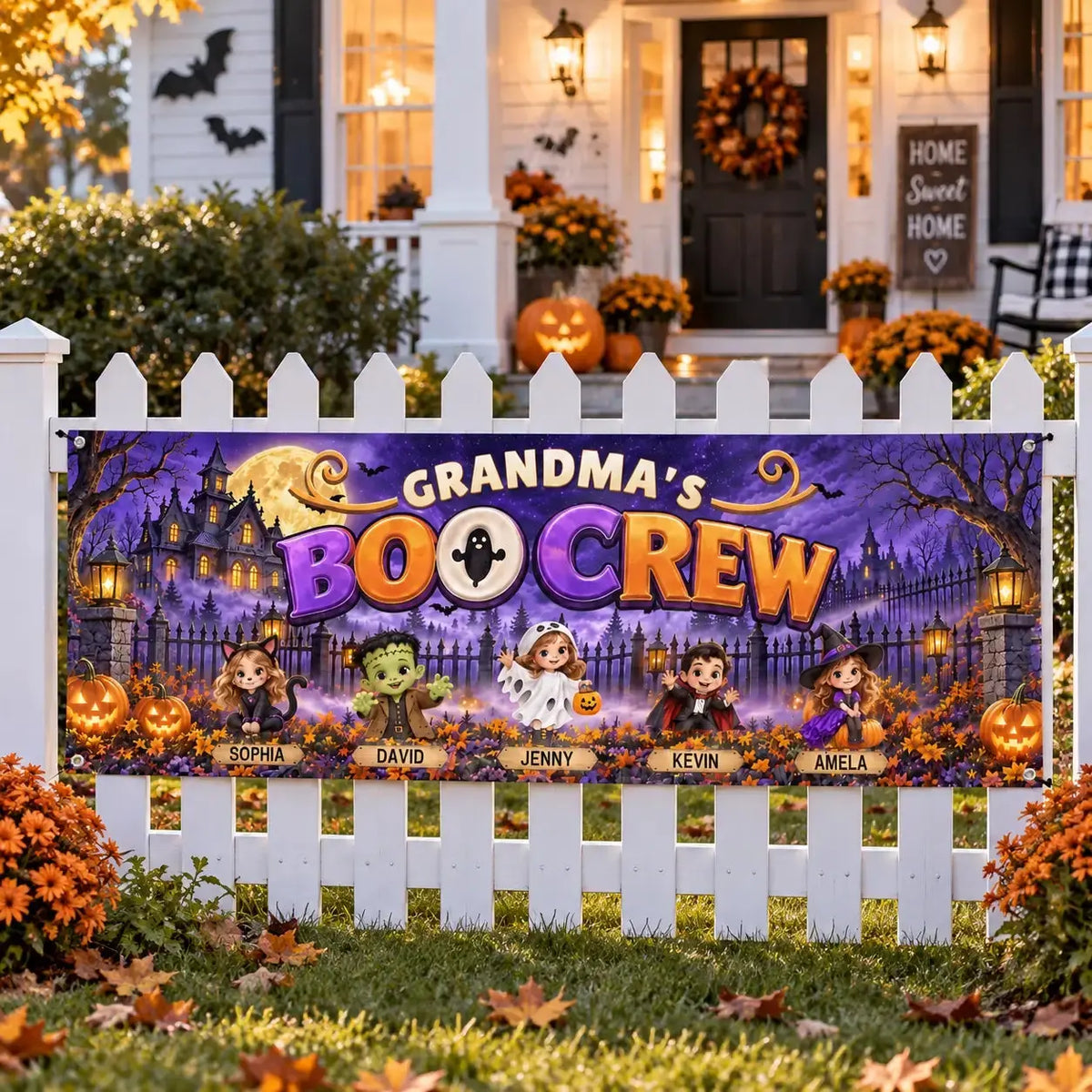 Personalized Grandma Witch Halloween Fabric Banner Duconspace