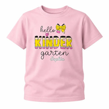 Personalized Hello Kindergarten Back to School Kids Shirt Duconspace