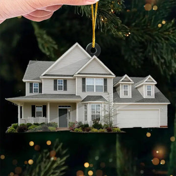 Personalized House Photo Ornament – Custom Wood or Acrylic Ornament – Ideal Christmas Gift for Family Members Printbelle