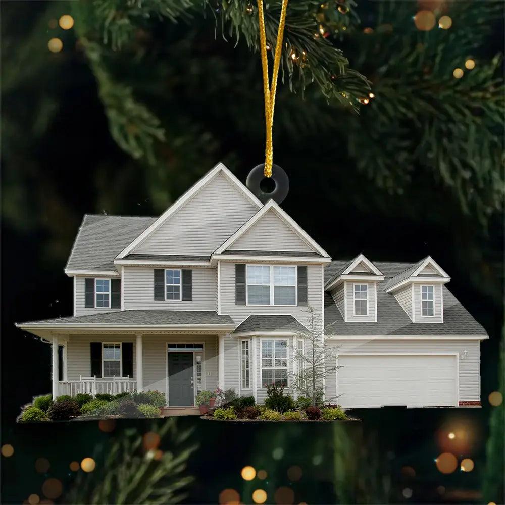 Personalized House Photo Ornament – Custom Wood or Acrylic Ornament – Ideal Christmas Gift for Family Members