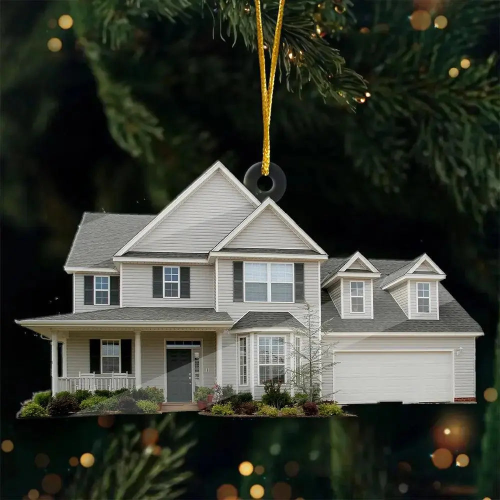 Personalized House Photo Ornament – Custom Wood or Acrylic Ornament – Ideal Christmas Gift for Family Members Printbelle