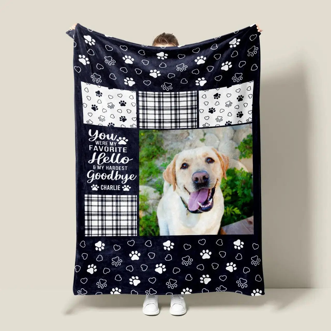 Personalized Memorial Blanket - "You Were My Favorite Hello and My Hardest Goodbye" - Custom Sympathy Gift for Pet Owners and Pet Lovers Printbelle