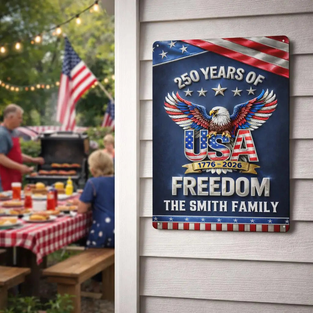 Personalized Metal Sign, Custom Portrait America 250 Metal Sign Duconspace