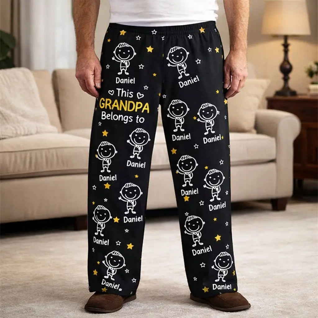 Personalized Pajama Pants, This Grandpa Belongs to Duconspace