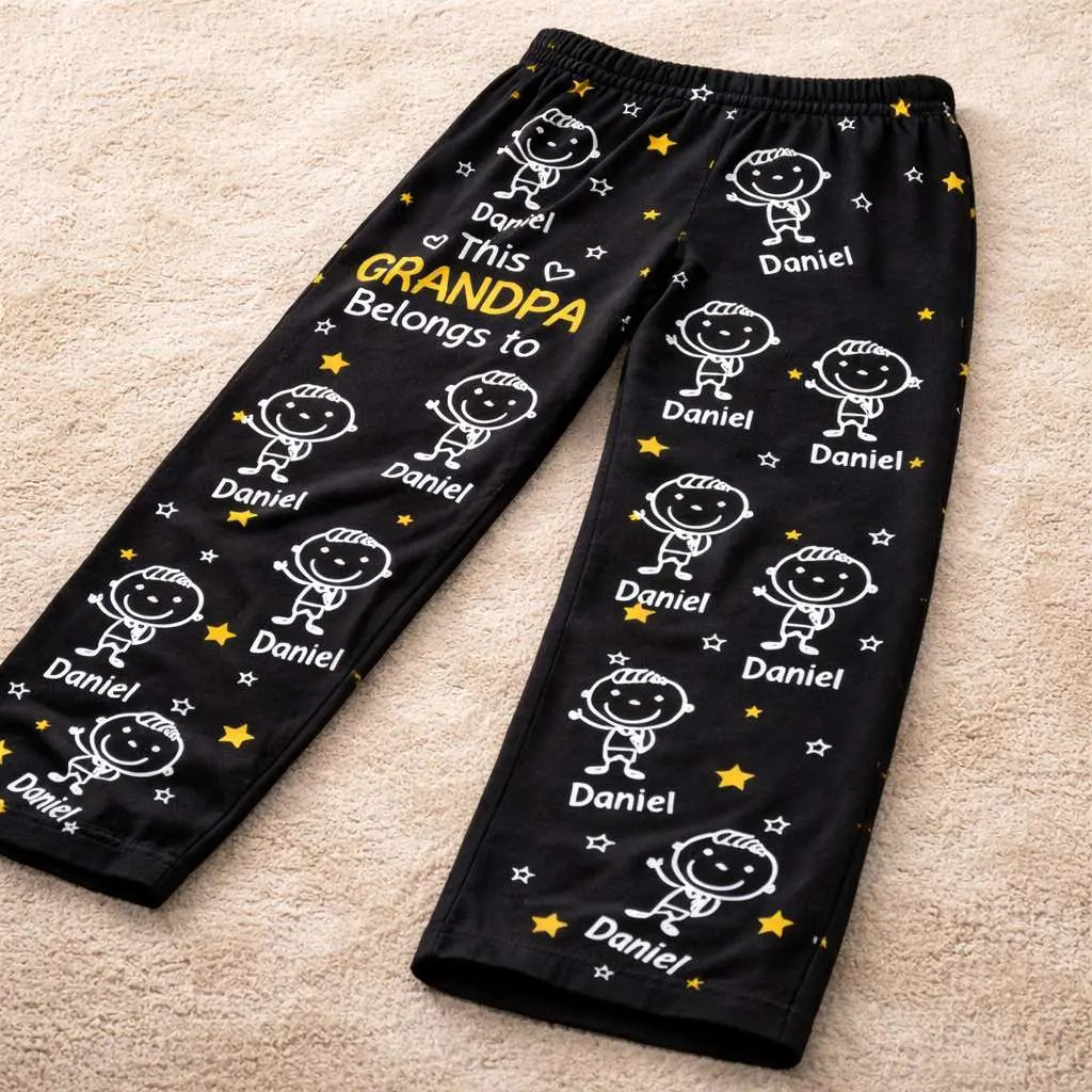 Personalized Pajama Pants, This Grandpa Belongs to Duconspace