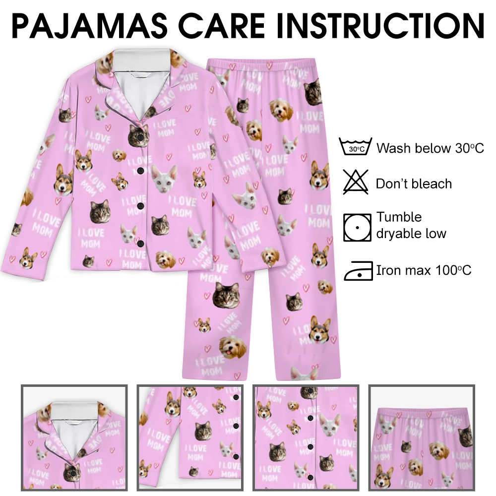Personalized Pet Face Pajama Set Long – Custom Pajama Long Sleeve with Dog or Cat Photos - Perfect Gift for Pet Lovers