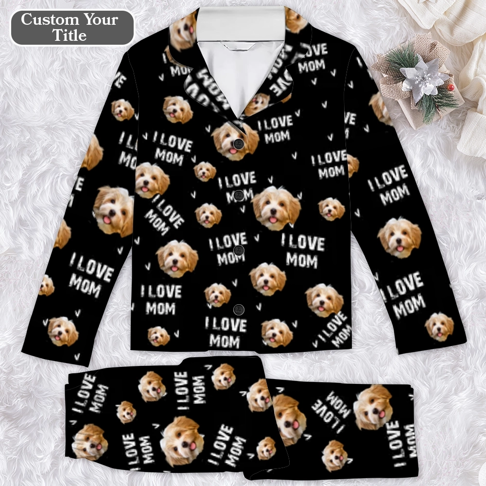Personalized Pet Face Pajama Set Long – Custom Pajama Long Sleeve with Dog or Cat Photos - Perfect Gift for Pet Lovers