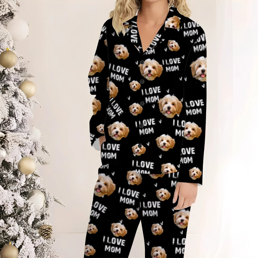 Personalized Pet Face Pajama Set Long – Custom Pajama Long Sleeve with Dog or Cat Photos - Perfect Gift for Pet Lovers