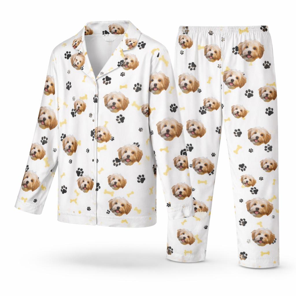 Pajama set with dog pattern on a white background