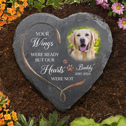 Personalized Pet Memorial Stone with Paw and Angel Wings - Sympathy Gift for Dog Loss, Perfect for Pet Owners and Pet Lovers