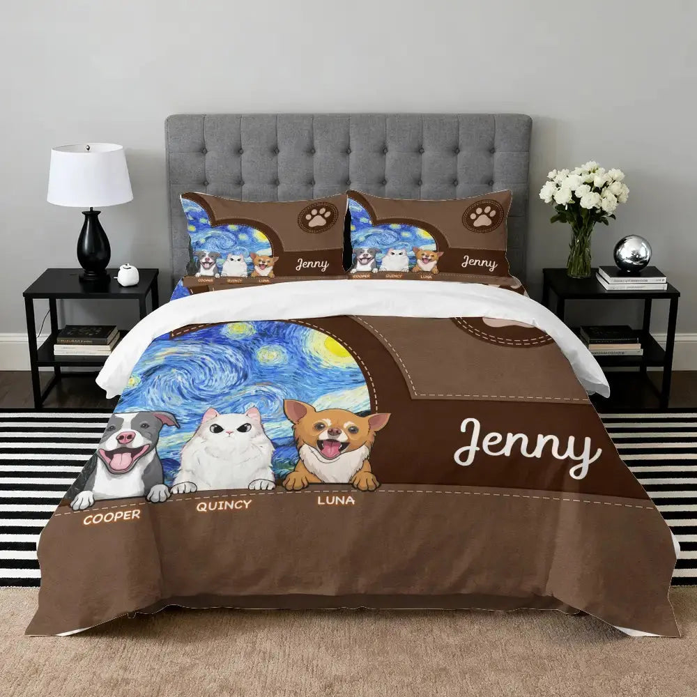 Personalized Pet Van Gogh Starry Night Bedding Set
