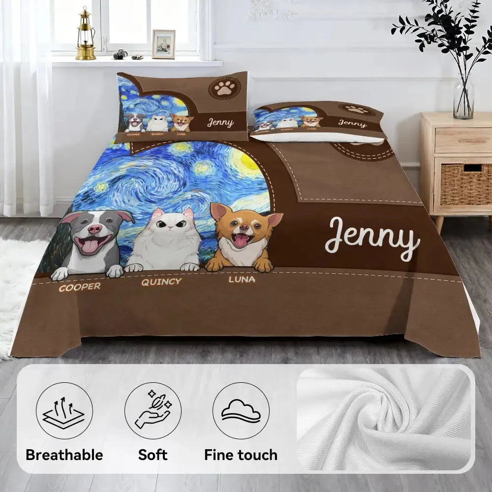 Personalized Pet Van Gogh Starry Night Bedding Set