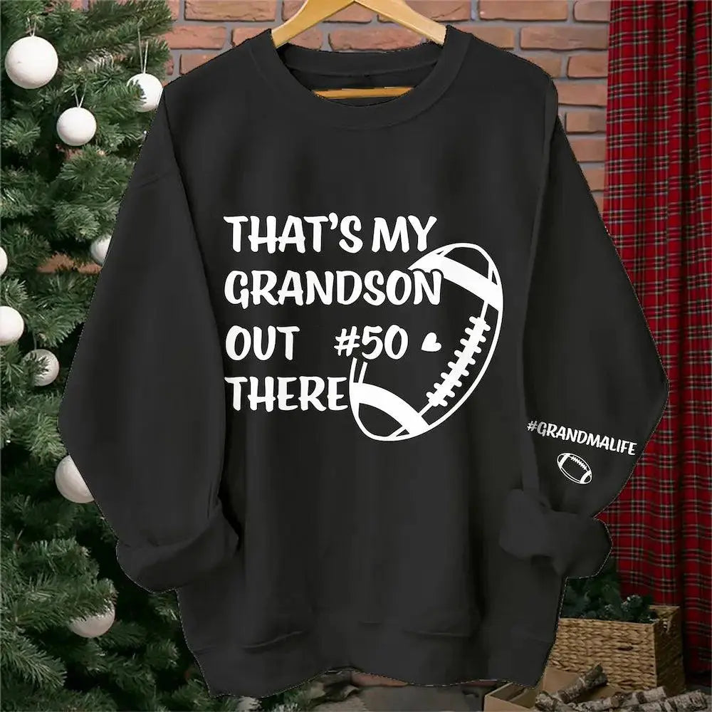 Personalized Proud Grandma Shirt - 'That's My Grandson Out There' Custom Sports Shirt - Thoughtful Gift for Grandmothers Ducon Space