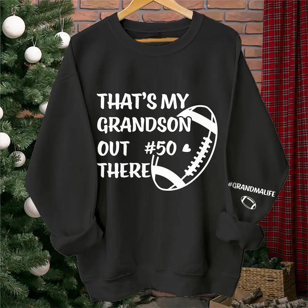 Personalized Proud Grandma Shirt - 'That's My Grandson Out There' Custom Sports Shirt - Thoughtful Gift for Grandmothers