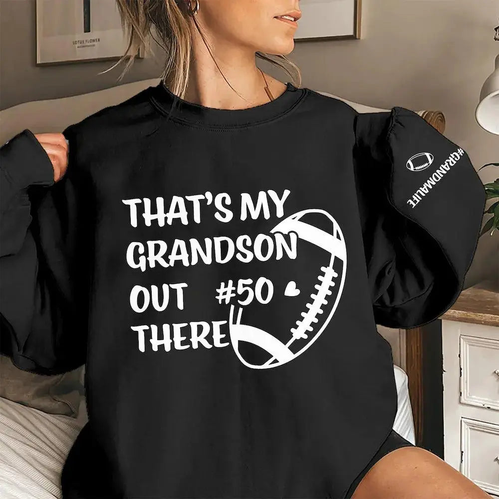 Personalized Proud Grandma Shirt - 'That's My Grandson Out There' Custom Sports Shirt - Thoughtful Gift for Grandmothers Ducon Space