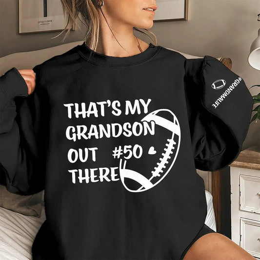 Personalized Proud Grandma Shirt - 'That's My Grandson Out There' Custom Sports Shirt - Thoughtful Gift for Grandmothers