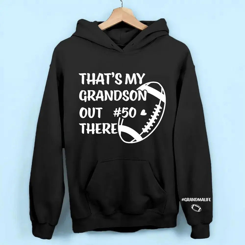 Personalized Proud Grandma Shirt - 'That's My Grandson Out There' Custom Sports Shirt - Thoughtful Gift for Grandmothers Ducon Space