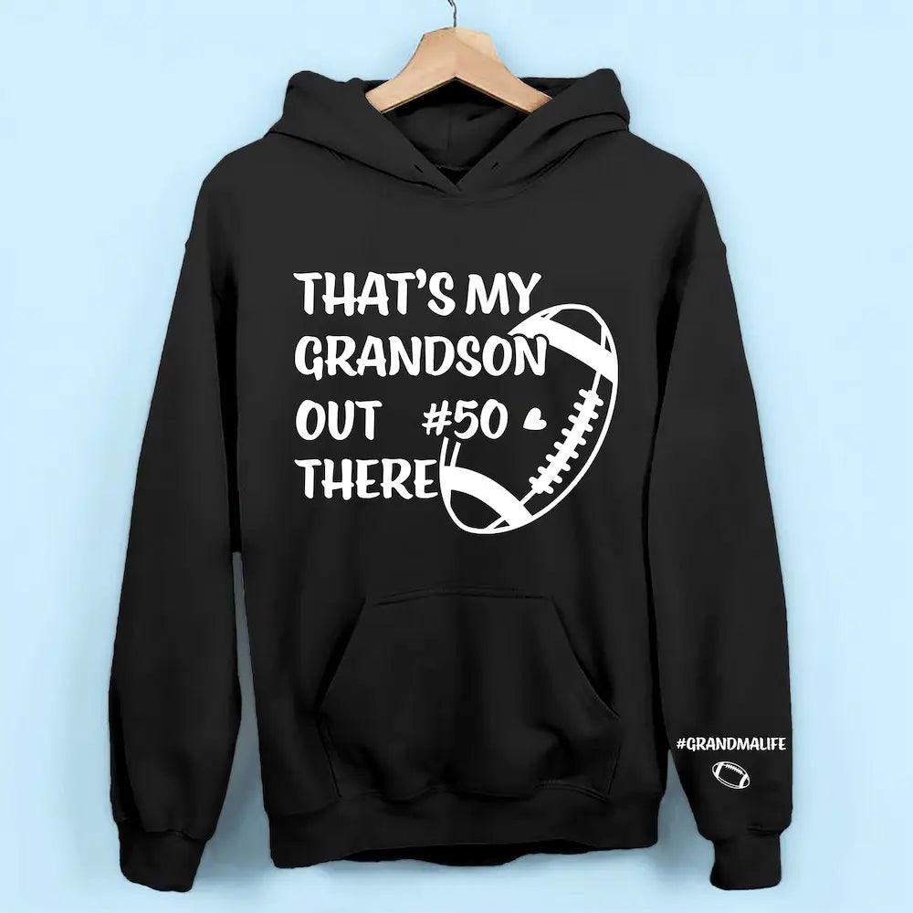 Personalized Proud Grandma Shirt - 'That's My Grandson Out There' Custom Sports Shirt - Thoughtful Gift for Grandmothers