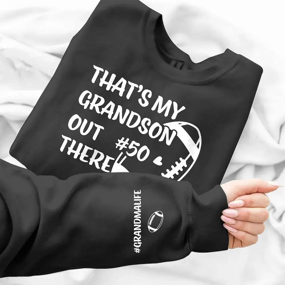 Personalized Proud Grandma Shirt - 'That's My Grandson Out There' Custom Sports Shirt - Thoughtful Gift for Grandmothers Ducon Space