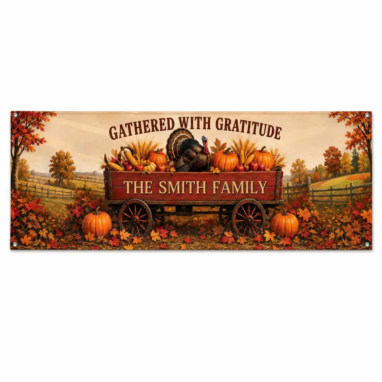 Personalized Thanksgiving Family Name Banner Duconspace