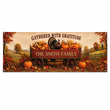 Personalized Thanksgiving Family Name Banner Duconspace