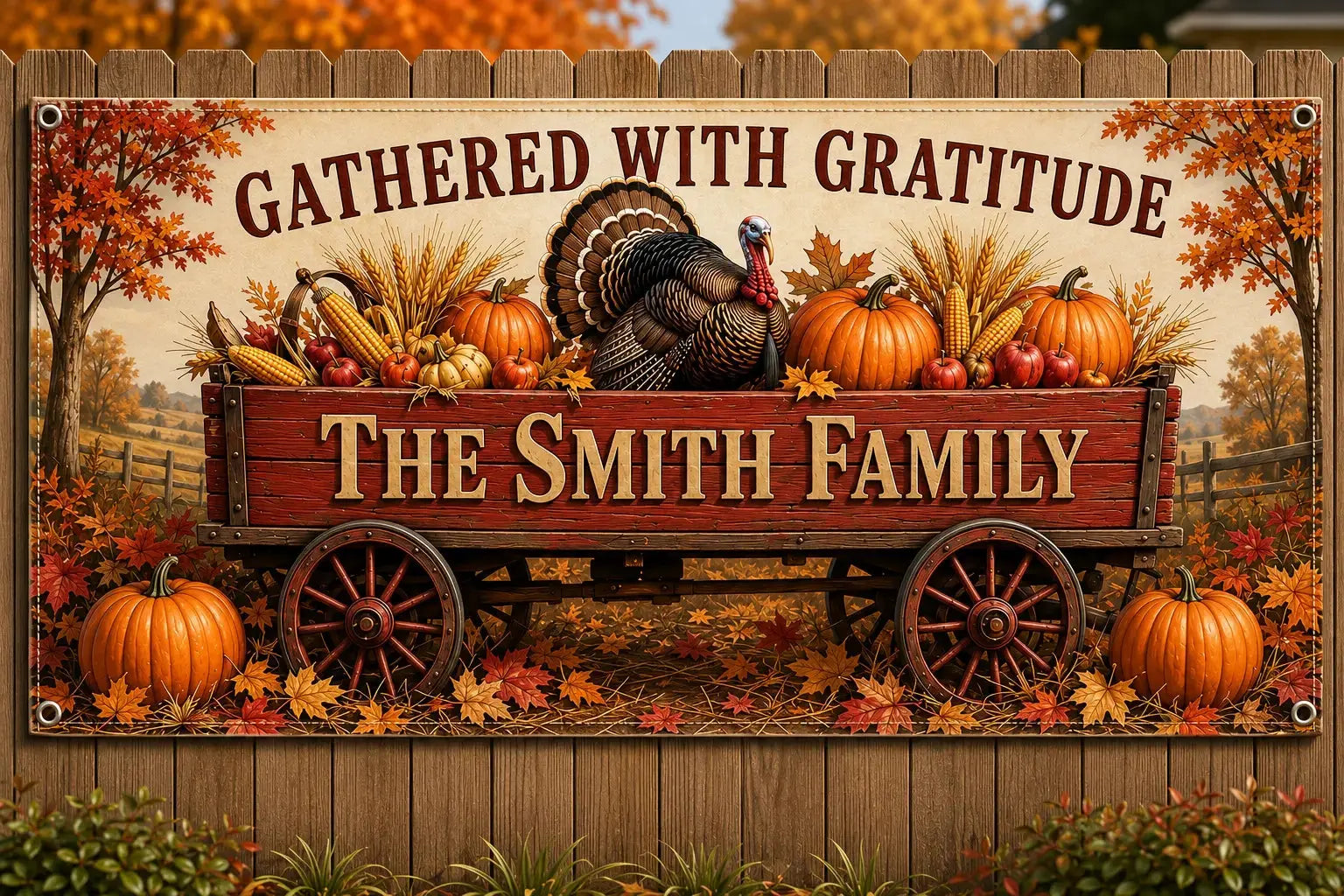 Personalized Thanksgiving Family Name Banner Duconspace