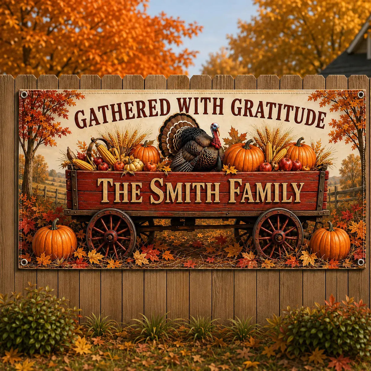 Personalized Thanksgiving Family Name Banner Duconspace