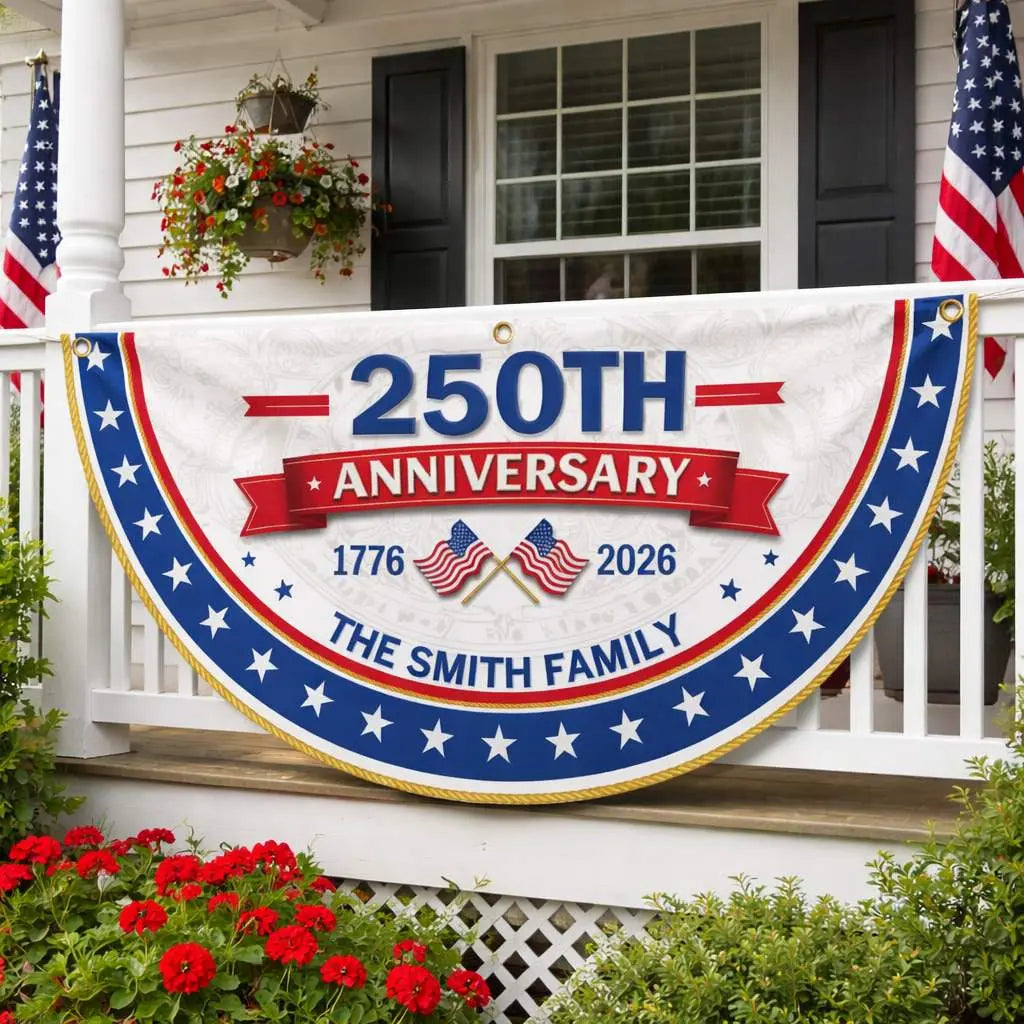 Personalized USA 250th Anniversary Family Fan Flag Duconspace