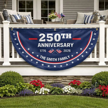 Personalized USA 250th Anniversary Fan Flag Custom Family Name Duconspace