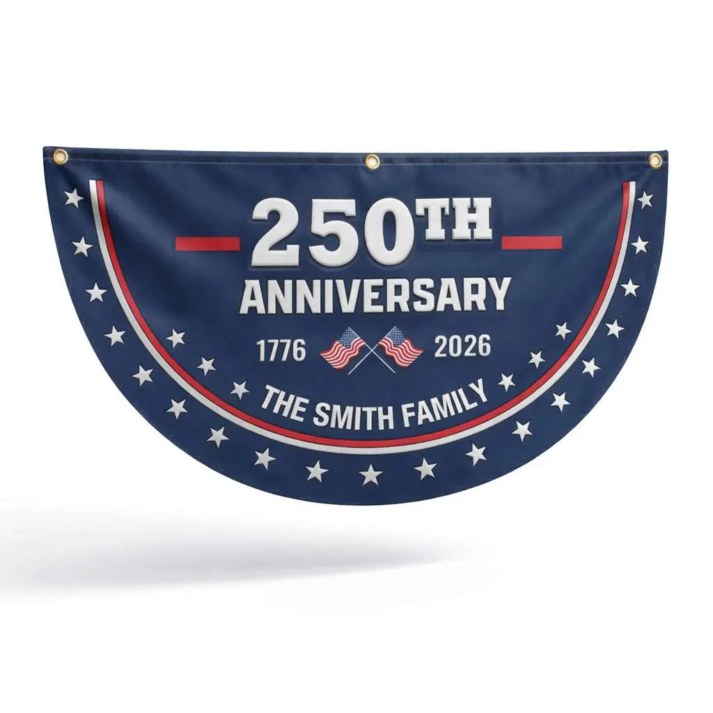 Personalized USA 250th Anniversary Fan Flag Custom Family Name Duconspace