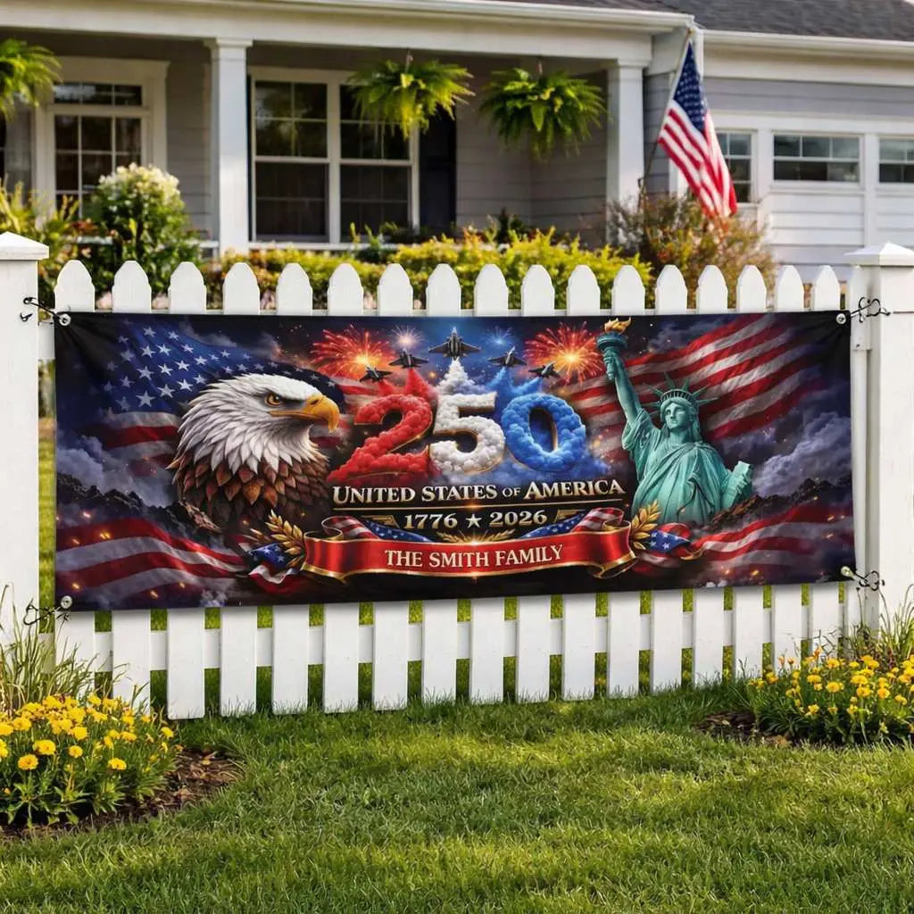 Personalized USA 250th Family Name Banner 2026 Duconspace