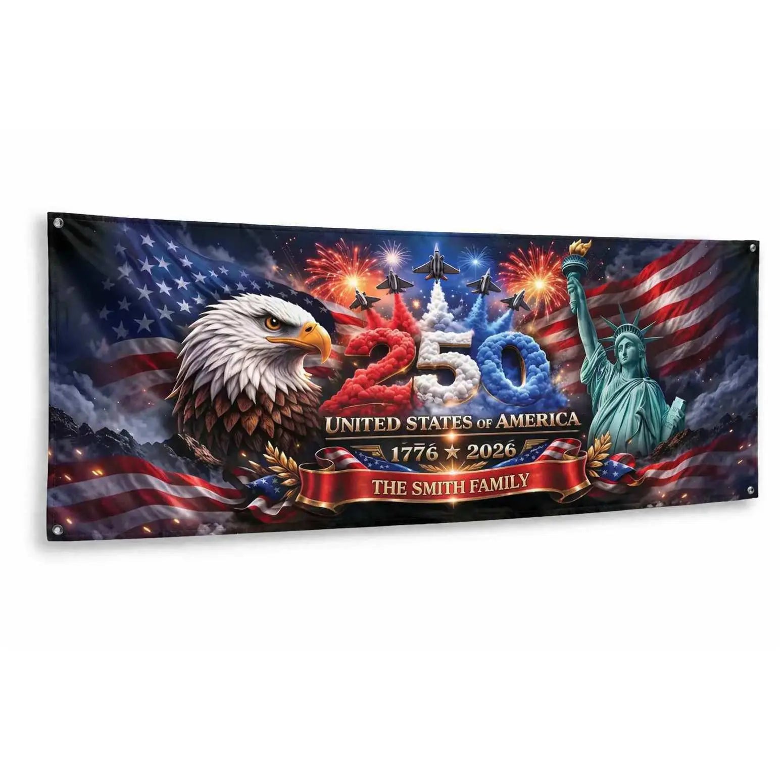 Personalized USA 250th Family Name Banner 2026 Duconspace