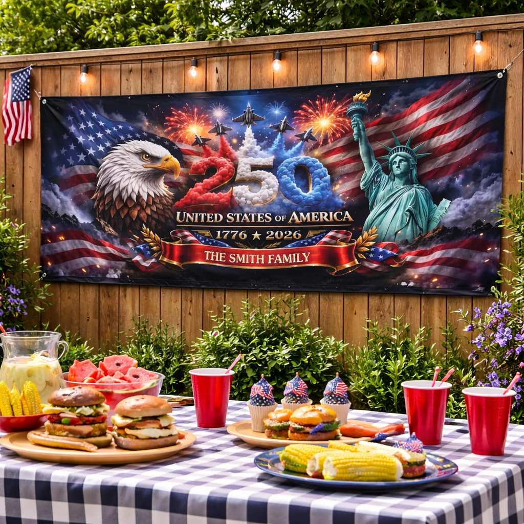 Personalized USA 250th Family Name Banner 2026 Duconspace
