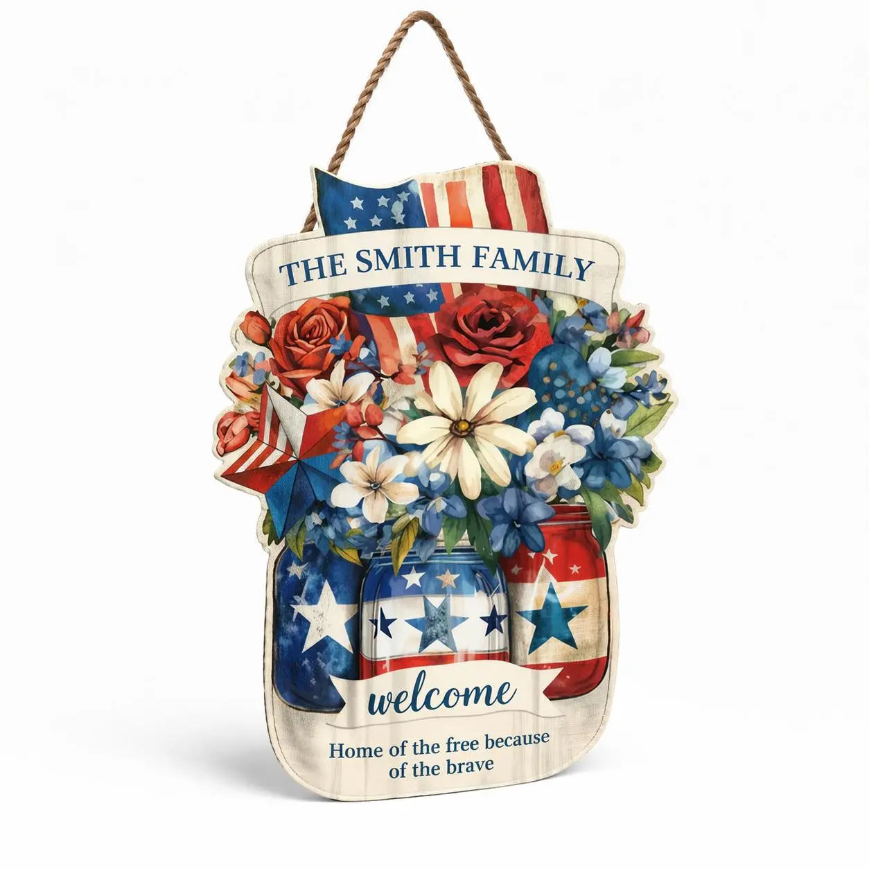 Personalized USA Family Welcome Wood Sign Gift Duconspace