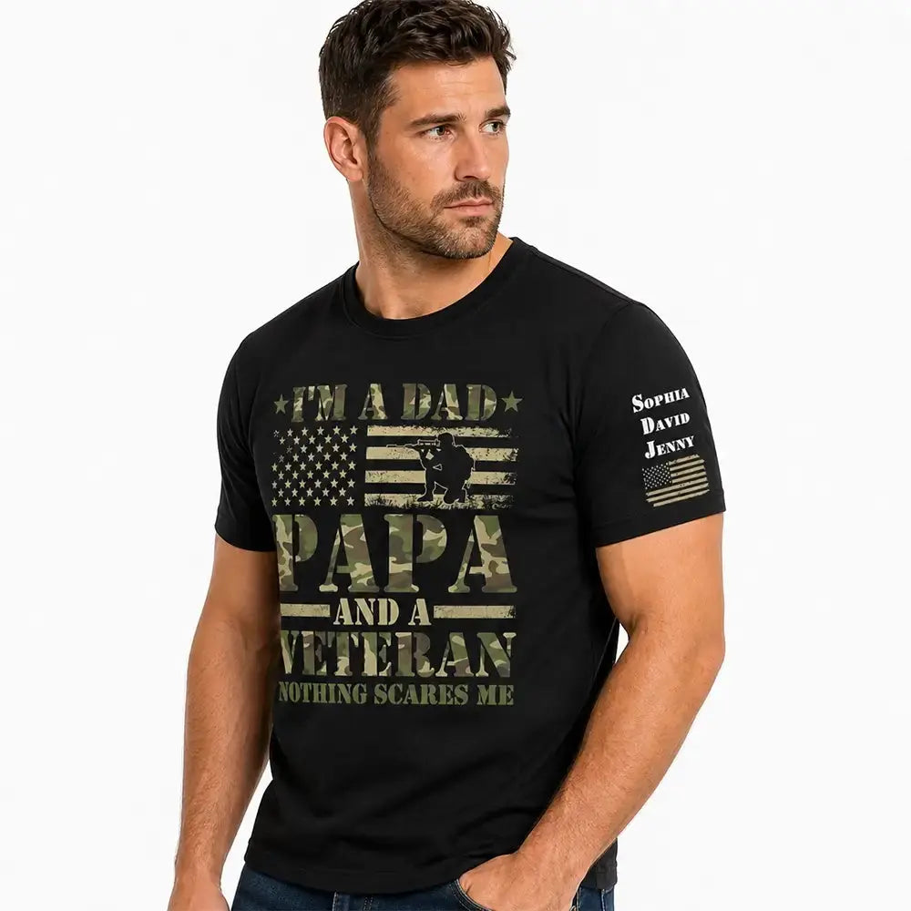 Personalized Veteran Papa Shirt With Kids Names Duconspace
