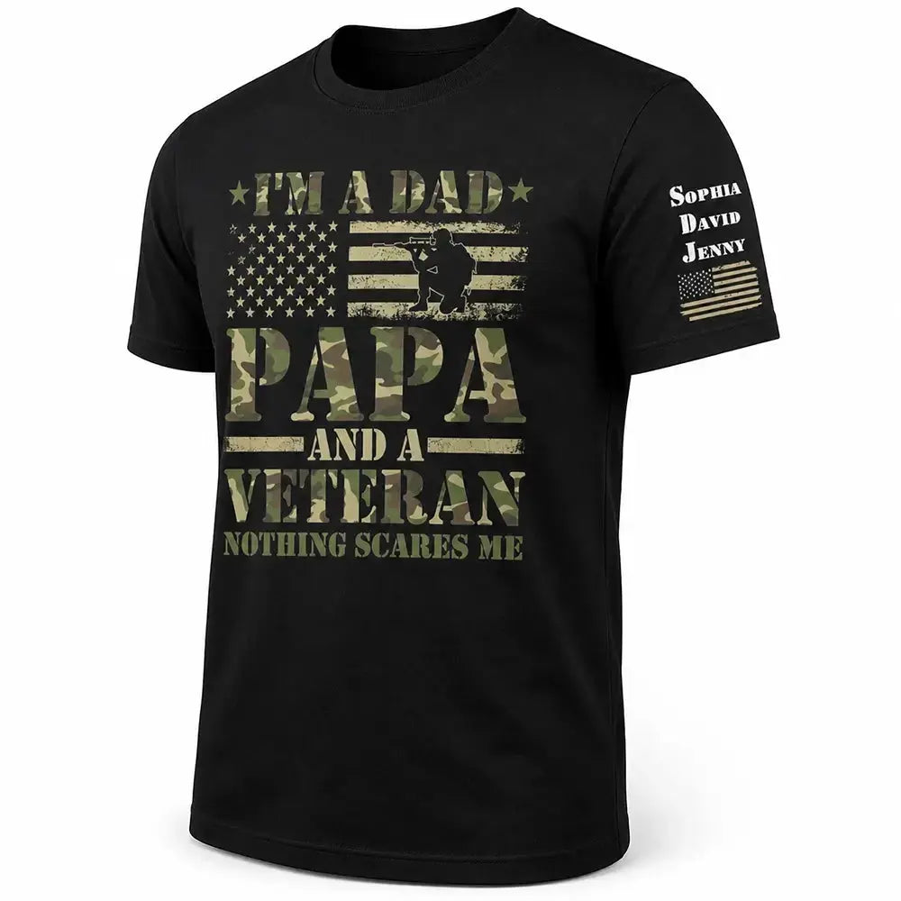 Personalized Veteran Papa Shirt With Kids Names Duconspace