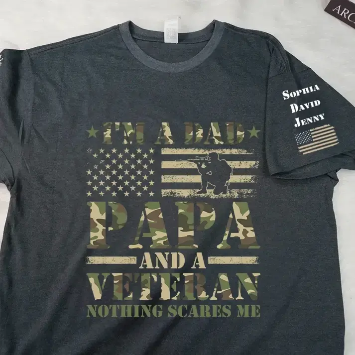 Personalized Veteran Papa Shirt With Kids Names Duconspace