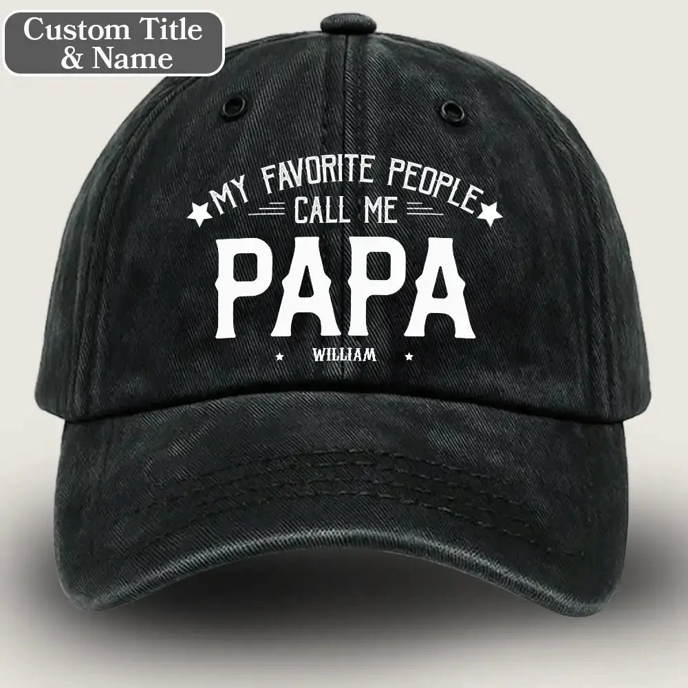 Personalized Washed Denim Cap with Kids’ Names – Custom Dad, Papa, or Grandpa Hat Duconspace
