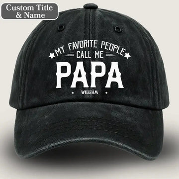 Personalized Washed Denim Cap with Kids’ Names – Custom Dad, Papa, or Grandpa Hat Duconspace