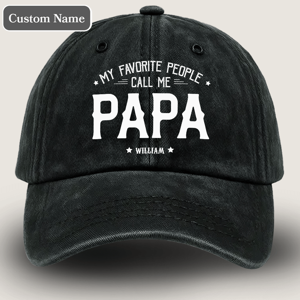 Personalized Washed Denim Cap with Kids’ Names – Custom Dad, Papa, or Grandpa Hat